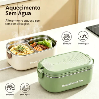 Caixa Térmica Elétrica Portátil Aço Inoxidável 1,2L 18V 220W, Marmita Aquecedora de Refeições