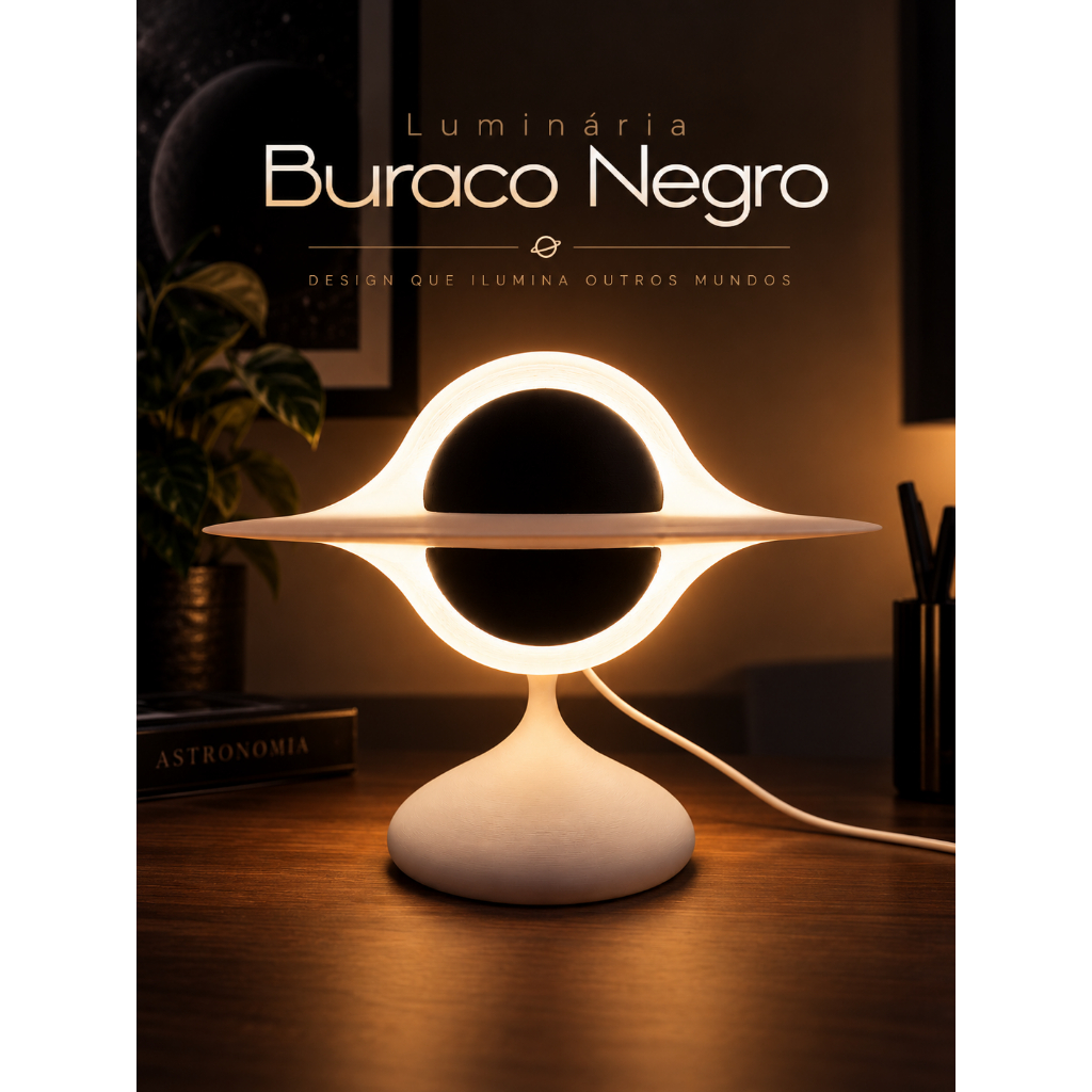 Luminária Buraco Negro 3D LED – Abajur Decorativo para Quarto, Escritório e Setup Gamer