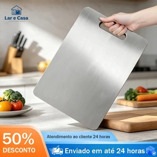 Tábua de Corte em Aço Inox Antimofo Multiuso Ideal para Churrasco Preparo de Carnes e Alimentos