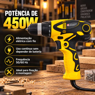 Parafusadeira E Furadeira Elétrica 3/8 10mm 450w Nakasaki