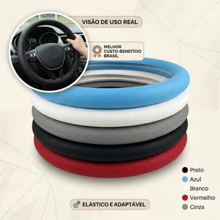 Kit 2/1 Capa De Silicone Elástica para Volante de Carro - Universal, Multicolorida, Textura Macia, 36 - 40cm