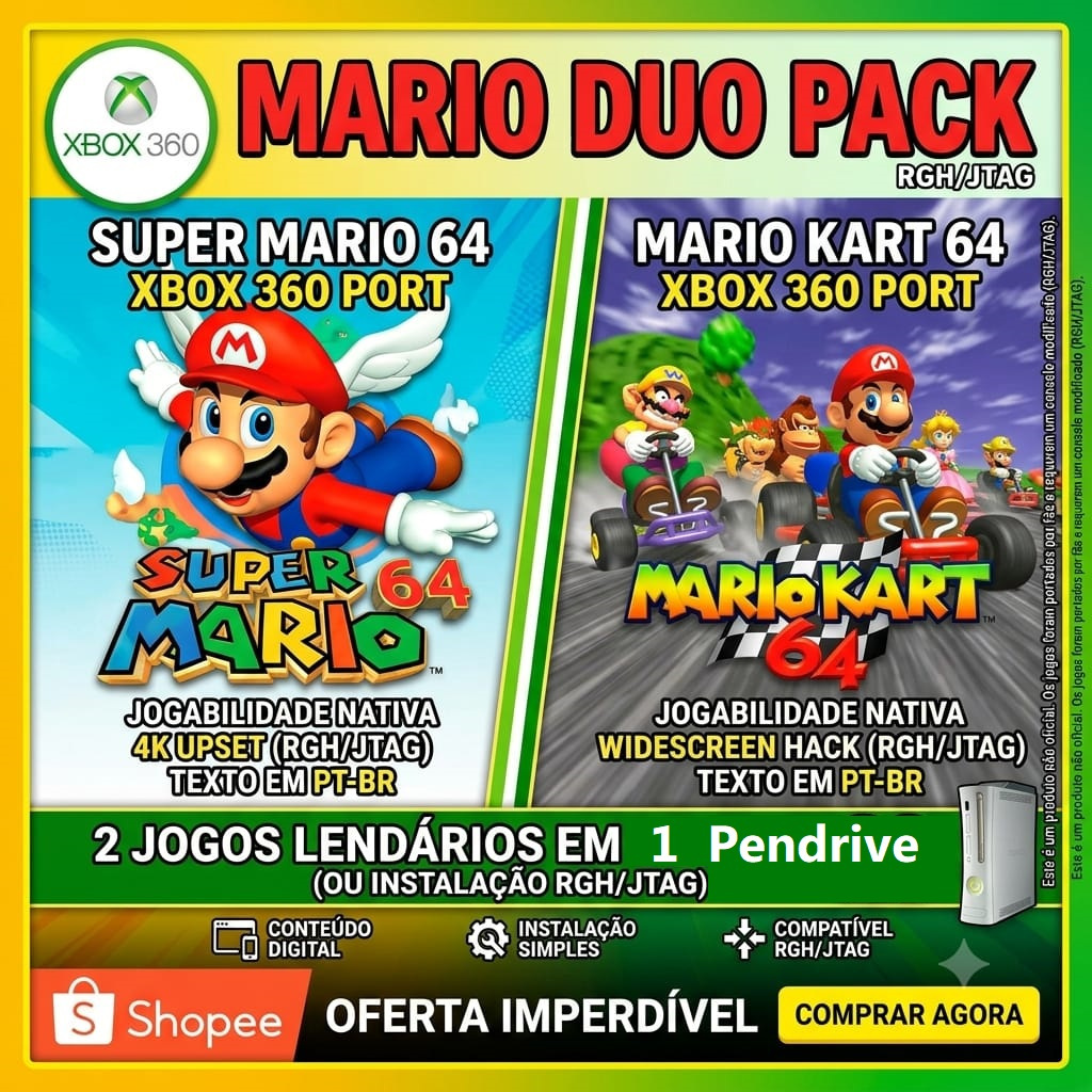 Kit/Pendrive Xploit Aurora Jogos Xbox 360 Mario Kart 64 + Super Mario ...