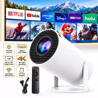Projetor 4K HD 150 Polegadas Celular, Tv B0x, Xbox, PS, Pc, Wifi e Bluetooth HY300 110/220
