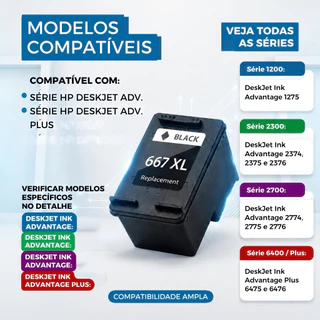 IMPERDÍVEL - Cartucho 667XL Preto com 15ML de tinta