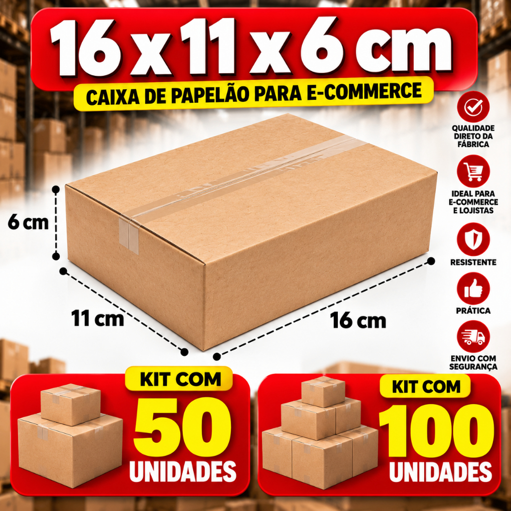 Caixa De Papelão 16x11x6 Kit Atacado E-commerce Embalagens Sedex ...