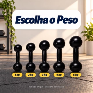 Par Halter Emborrachado 1kg a 5kg | Peso de Academia Musculação Halteres Fisioterapia Treino Em Casa