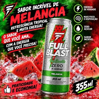 Energético Full Blast Sabor Melancia Zero 355ml 3 Unidades