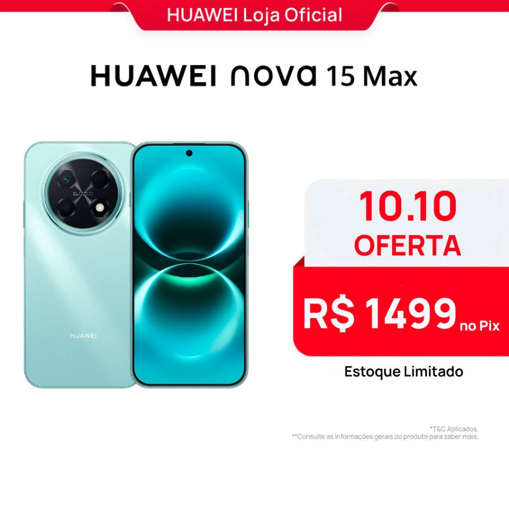HUAWEI nova 15 Max | Smartphone | 8GB+256GB | Câmera de 50 MP