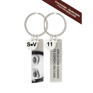 Chaveiro Personalizado Com Foto Casal Olhar Aço Inox