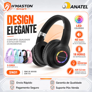 H'MASTON SN01 Headphone Sem Fio Headset Gamer Fone De Ouvido Com Microfone Headphone Sem Fio Bluetooth LED 3.5mm