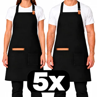 5x Aventais Arckia Oxford Resinado com Bolso e Porta-Pano Garçom Barista Restaurante Cozinha