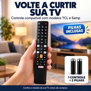 Controle Remoto Compatível TCL Semp Smart TV TV RC802N CTF6850 com Netflix e Globoplay + Pilhas | Pronto para Usar