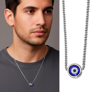 Colar Masculino Feminino Olho Grego Zen Corrente Aço Inoxidável Cirúrgico Amuleto Contra Más Energias Inveja