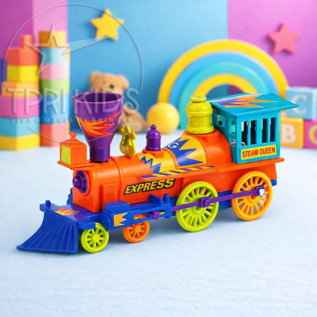 TREM DE BRINQUEDO GRANDE TRENZINHO I ANTIL COLORIDO EDUCATIVO EXPRESSO MARIA FUMAÇA LOCOMOTIVA EXPRESSO MENINO MENINA