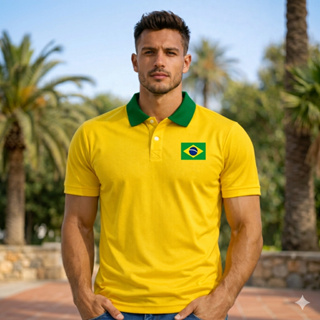 Camiseta Polo Brasil Bandeira Bordado Estilo Casual Torcedor Moda Masculina  para Copa em Oferta na Shopee