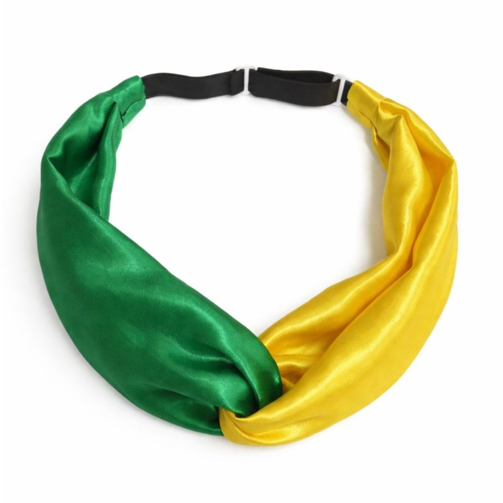 Faixa / Tiara Brasil de Cetim para Copa do Mundo Torcedora Verde e Amarelo Acessório para Torcer em Oferta na Shopee