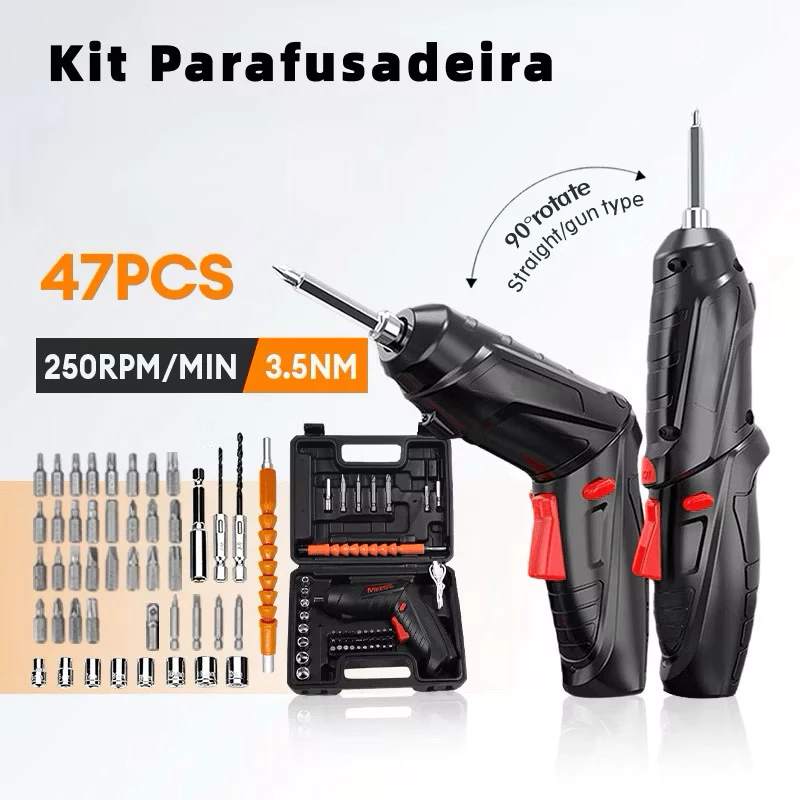 Kit Parafusadeira elétrica sem fio 47 Chaves