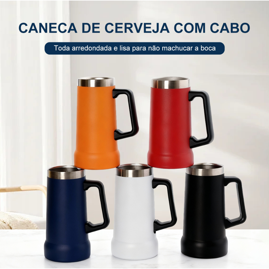 Caneca Térmica Chopp Cerveja Camada Dupla Em Inox Copo 710ml