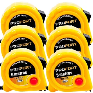 Kit 6 Trena 5 Metros x 19 mm Profort Alta Durabilidade Medidor Manual Obras Reformas