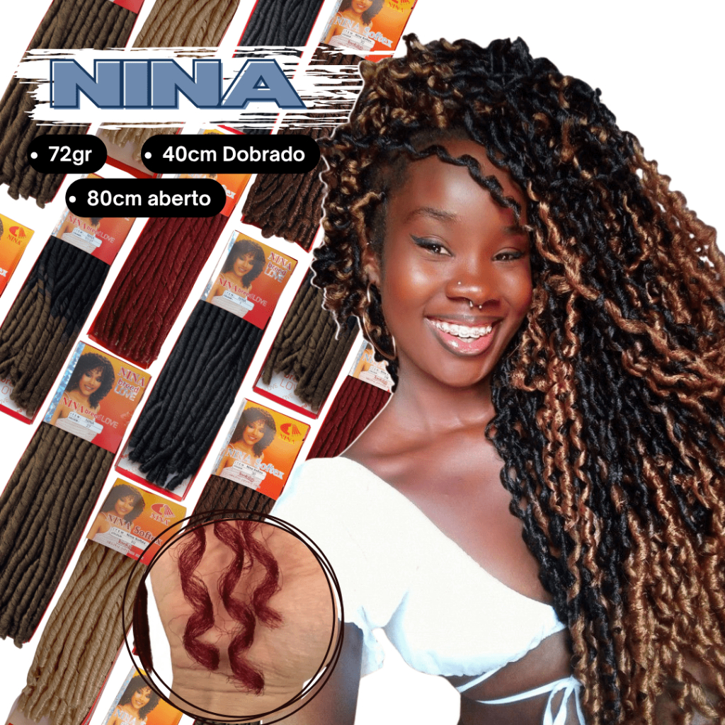Ninaページ✩.*˚ Cabelo Sintético Nina Softex – Cachos Perfeitos para Crochet