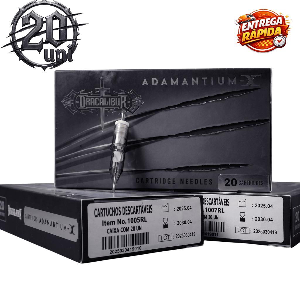 Cartuchos universais profissionais para tatuagem tattoo pen tinta Dracalibur Adamantium 20 unidades