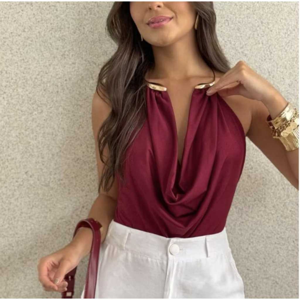 Body Colar Estiloso Sexy Tecido Suplex Bori Costas Nua | Shopee Brasil