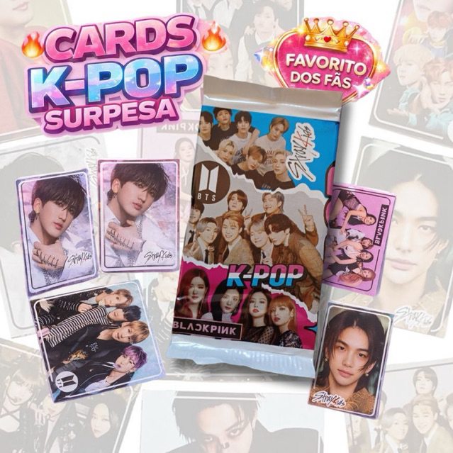 Kit 200 Cards Kpop Surpresa BTS BLACKPINK Stray Kids Para Fãs e