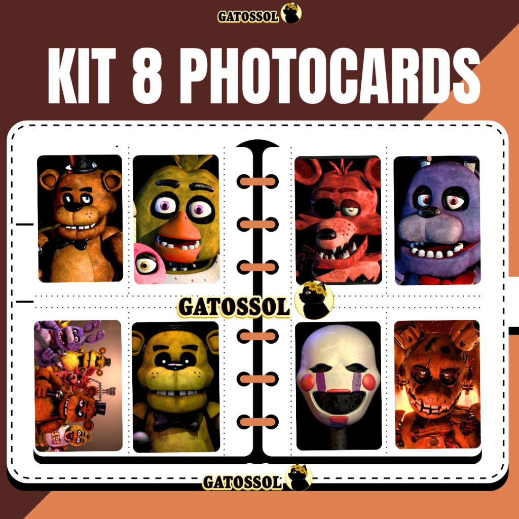 FNAF KIT com 8 PC mini fotos Plastificados - Fanmade - Five Nights at ...