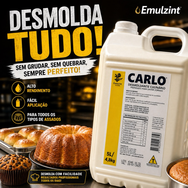 Zeelandia Carlo Desmoldante Unta Formas e Assadeiras 5L Solu