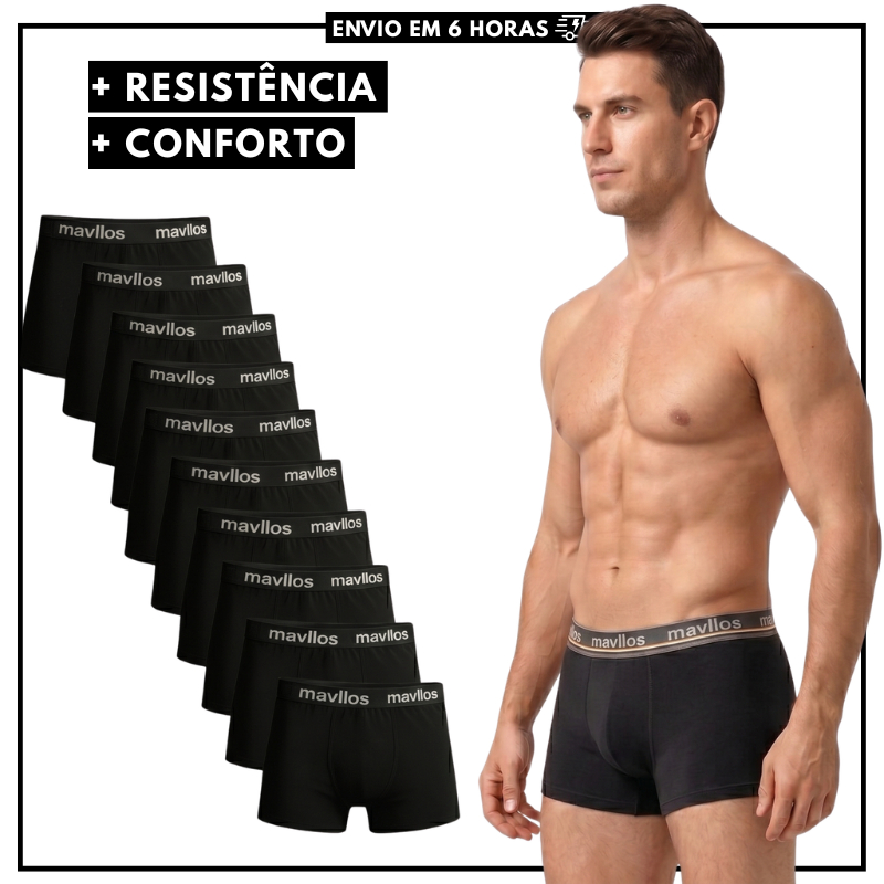 Kit Cueca Boxer Masculina Microfibra Premium com Forro Algodão Preta ...