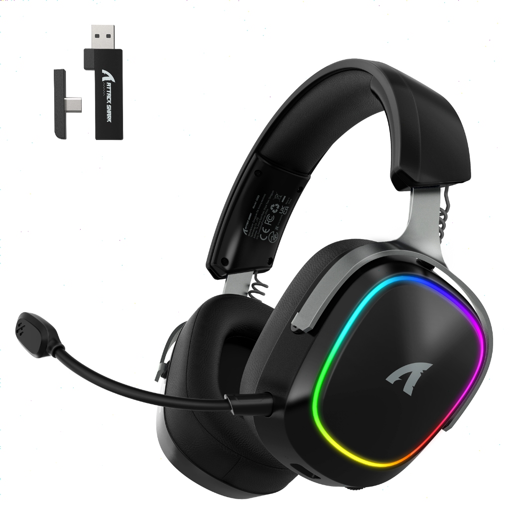 ATTACK SHARK G800 Wireless RGB Gaming Headset, 7.1 Surround Sound