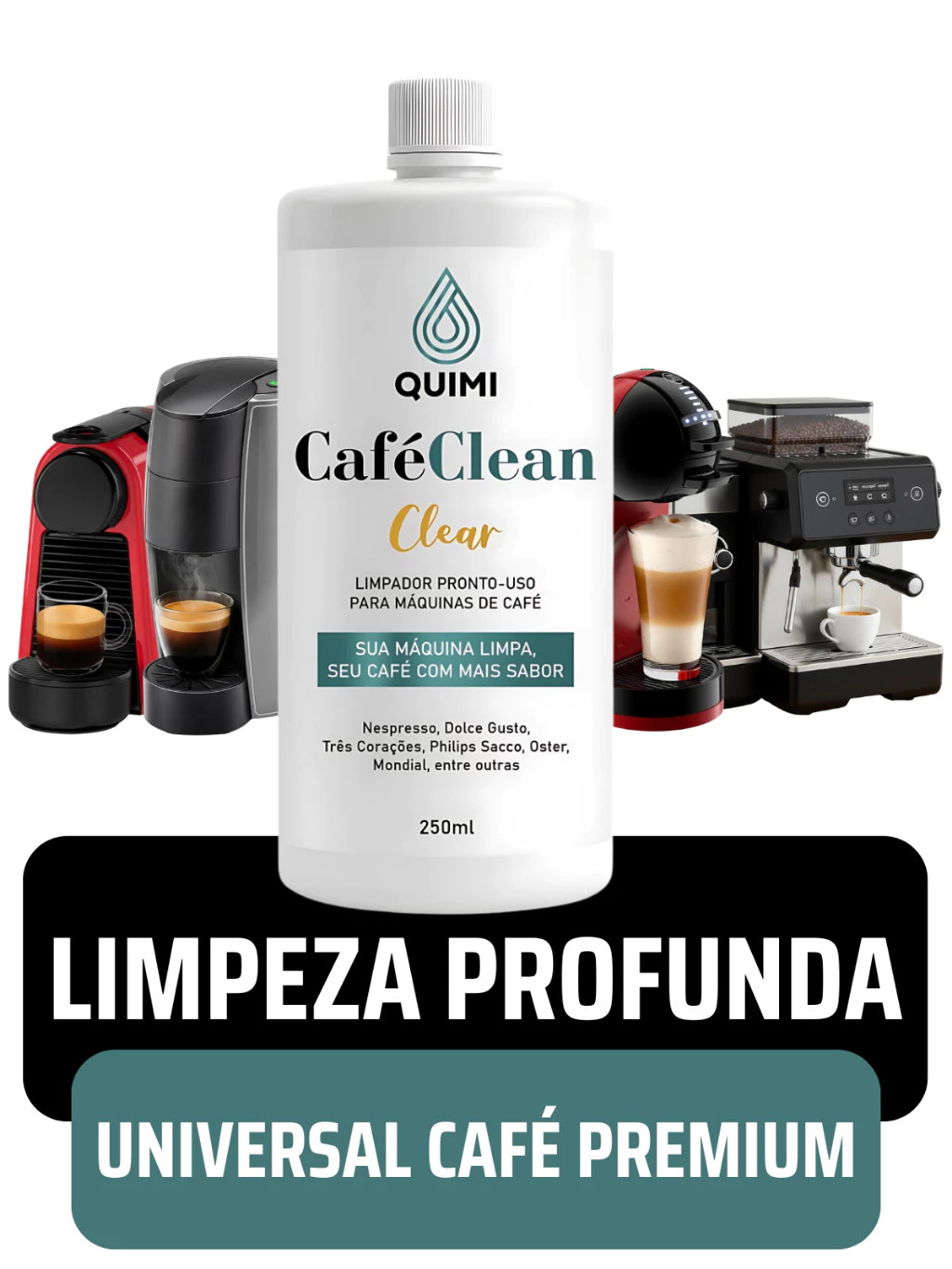 Quimi CafeClean Clear Limpa Maquinas de Cafe Expresso