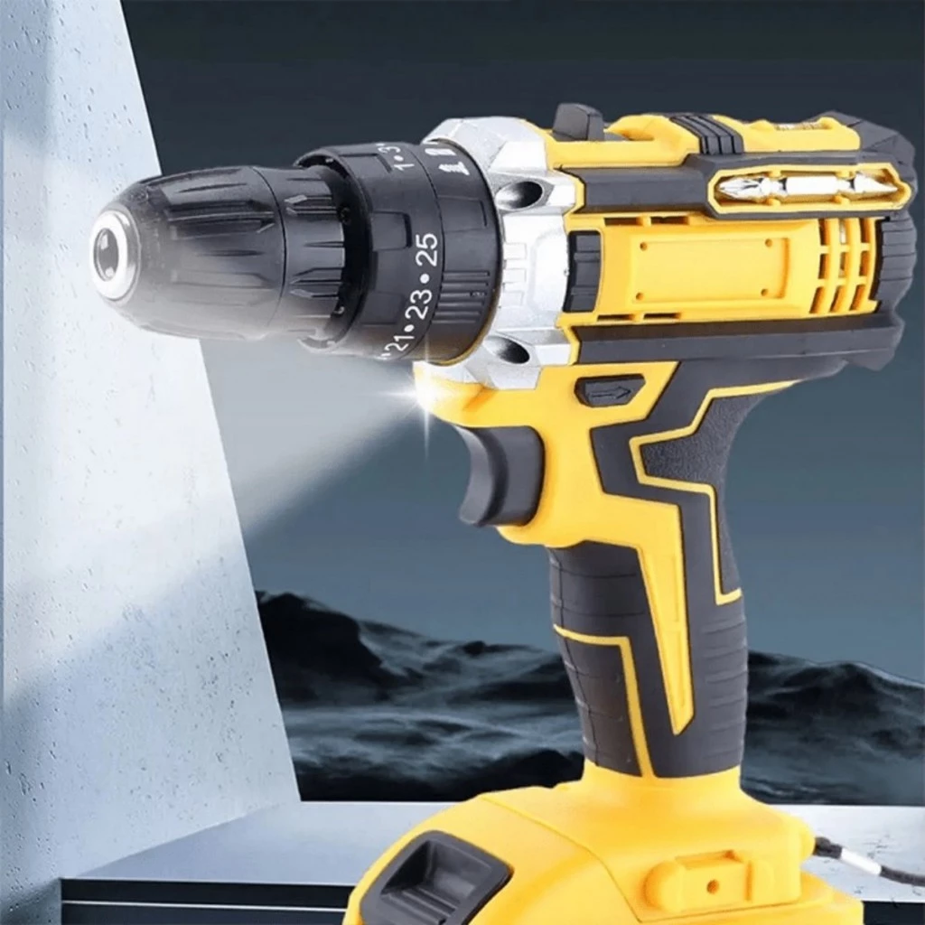 Furadeira e parafusadeira sem fio de 12V/48V, incluindo 1 ou 2 Baterias, com ou sem caixa de Ferramentas e Acessórios