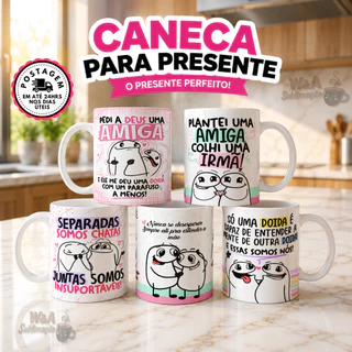 Caneca Personalizada Presente Para Amiga Flork Xicara Porcelana 325ml