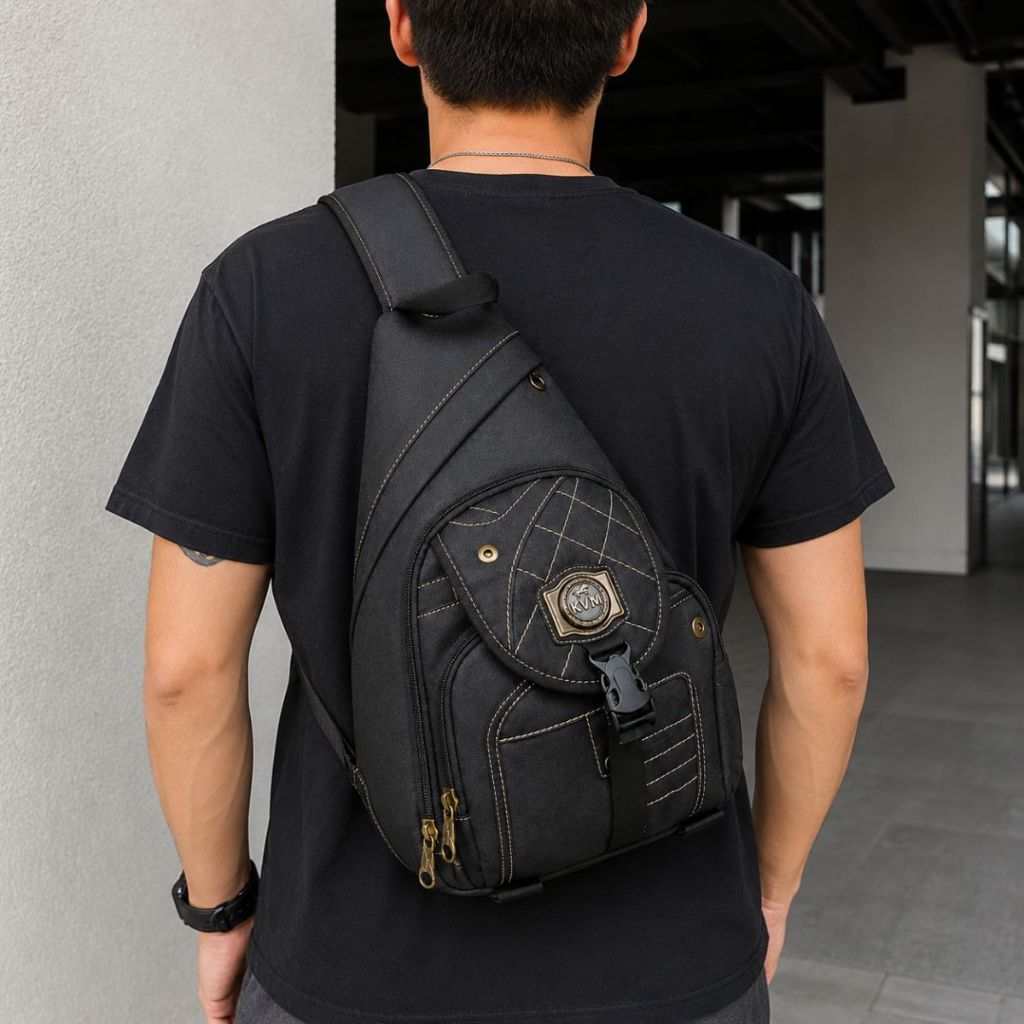 Mochila Transversal De Lona Reforçada 1 Alça Unisex Kvn | Shopee