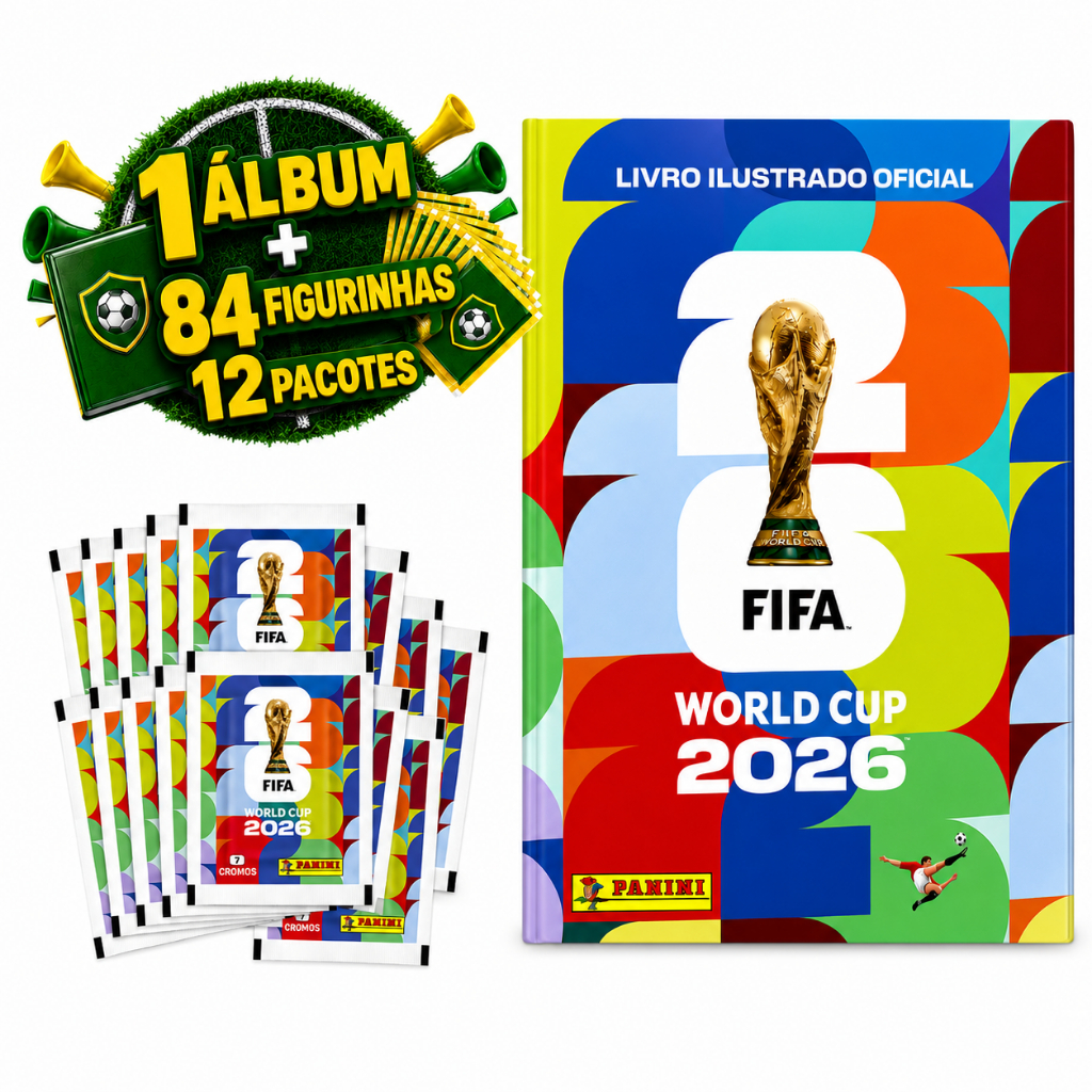 Álbum Copa Do Mundo 2026 Panini Oficial + Figurinhas Kit 12 Pacotes ...