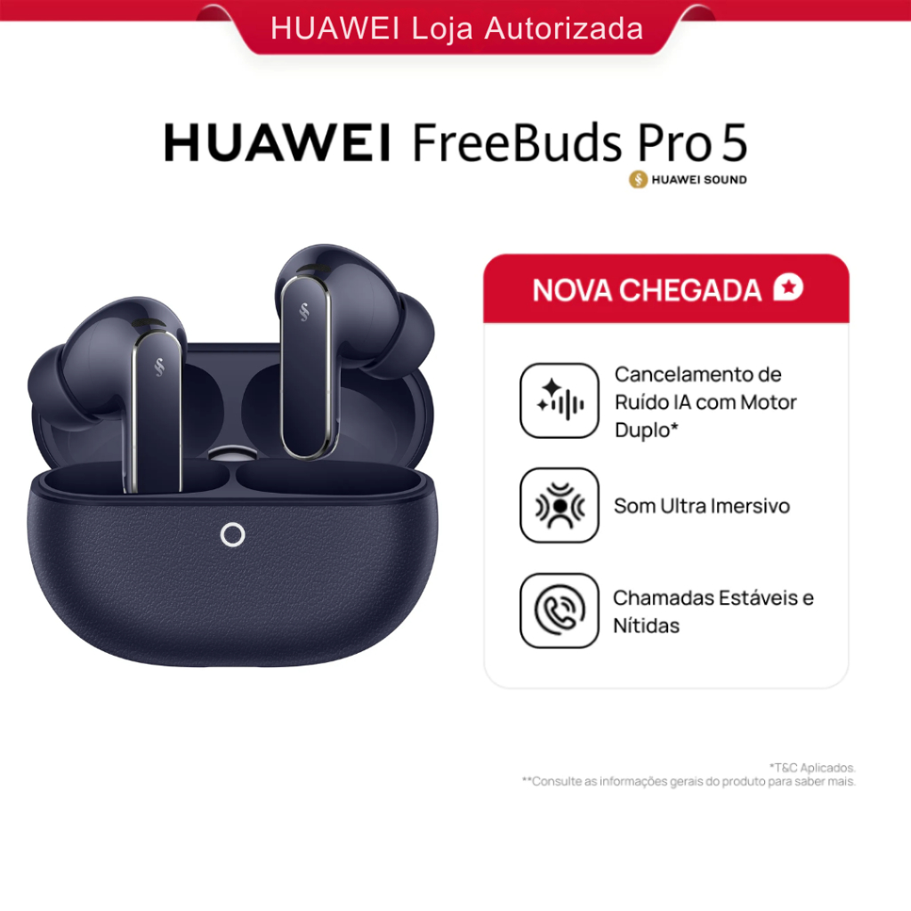 HUAWEI FreeBuds Pro 5 | Fone de Ouvido Bluetooth Sem Fio | Som