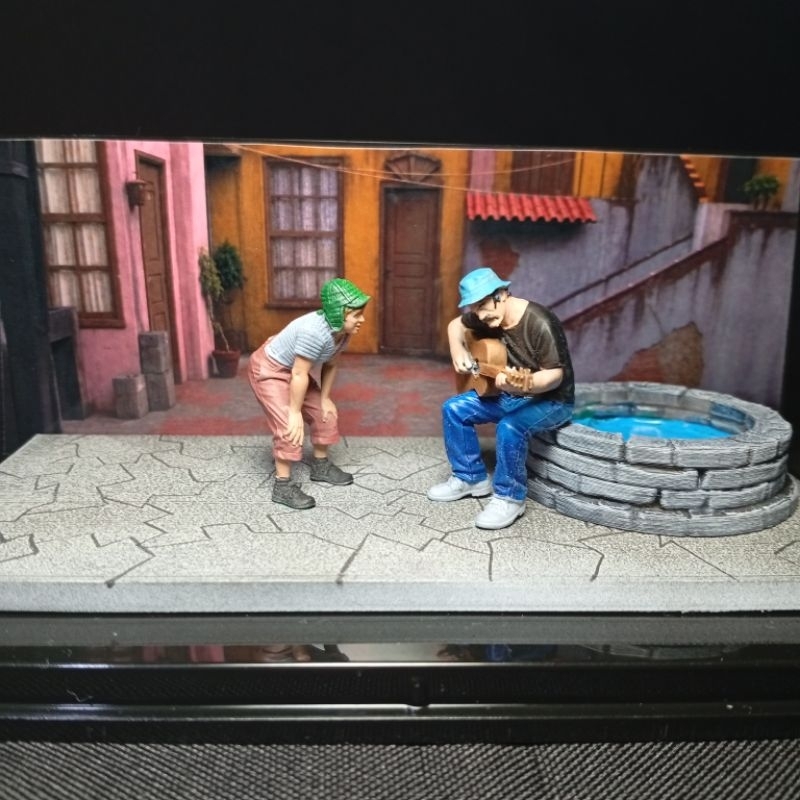 Diorama Chaves e Sr Madruga c/ Expositor de acrílico
