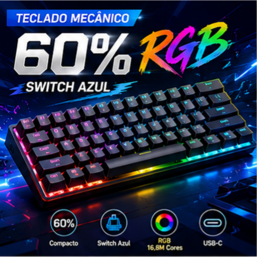 teclado mecânico switch blue em Promoção na Shopee Brasil 2026