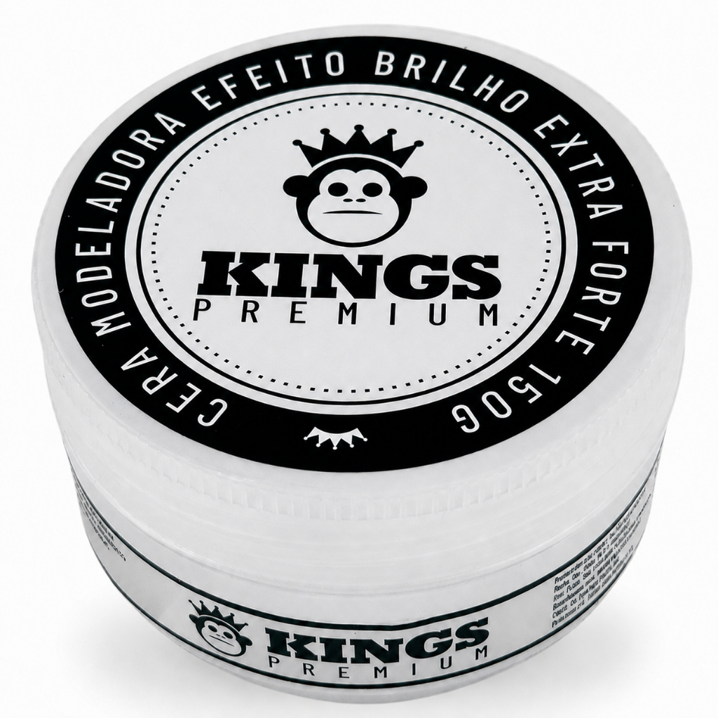 Pomada Cera Modeladora Incolor 150g Kings - Modela e Tira o Frizz, Efeito Brilho e Alta Fixação