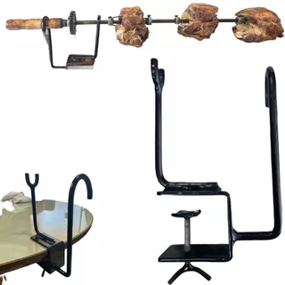 Suporte Regulável para Espetos de Carnes Assadas em Aço Carbono