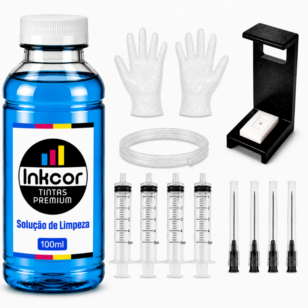 Kit Tira Ar e Limpeza para Cabeça Impressão e Cartucho Compatível HP Tank 517 581 584 416 412 410