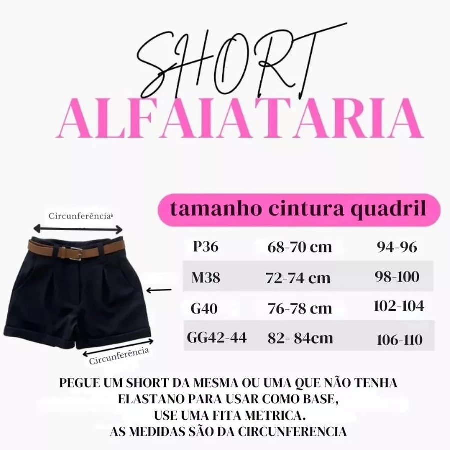 Short Alfaiataria Feminino Cintura Alta com Cinto e Bolsos Elegante - foto 7