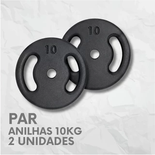 Par Anilhas 10kg Ferro Fundido Pintada Peso de Academia