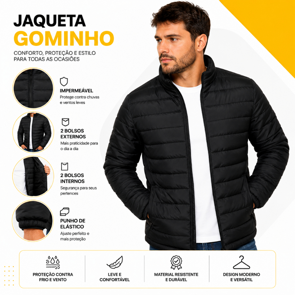 Jaqueta puffer bobojaco corta vento