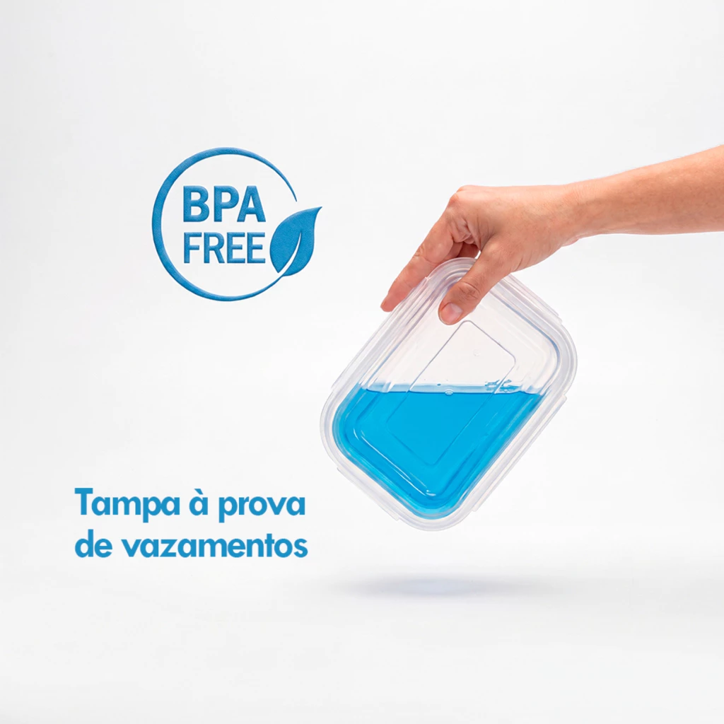 Kit 10 Marmitas Potes 750ml Travas Laterais hermeticas - Livres de BPA Alimentos organiza congelador - KAZIVA - Imagem 3