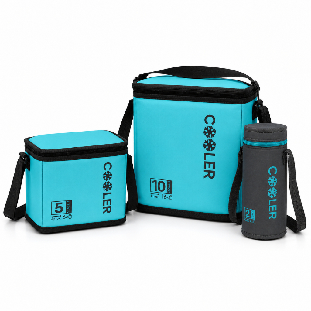 Kit 3 Bolsas Térmicas 2L 5L 10L Marmita Academia Supermercado Viagem
