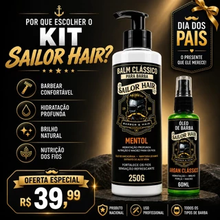 Kit barba Balm Óleo Cheiro De Rico Sailor Hair