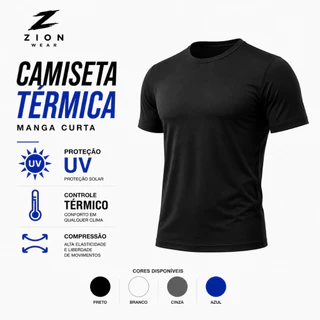 Camisa Térmica Proteção Uv50+ Segunda Pele Camiseta Malha Fria Unissex Manga Curta
