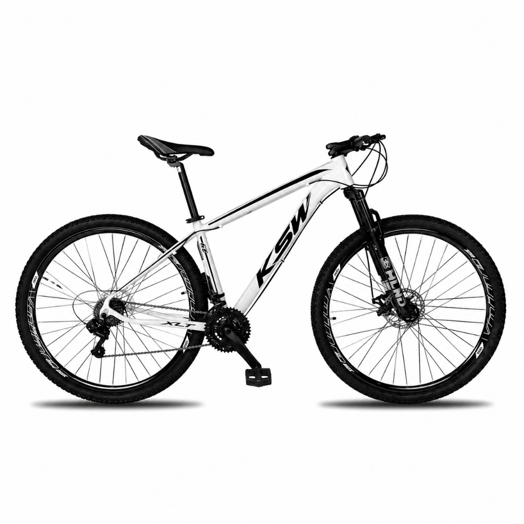 BICICLETA ARO 29 KSW XLT 21 MARCHAS SHIMANO FREIOS A DISCO QUADRO 17 BRANCA